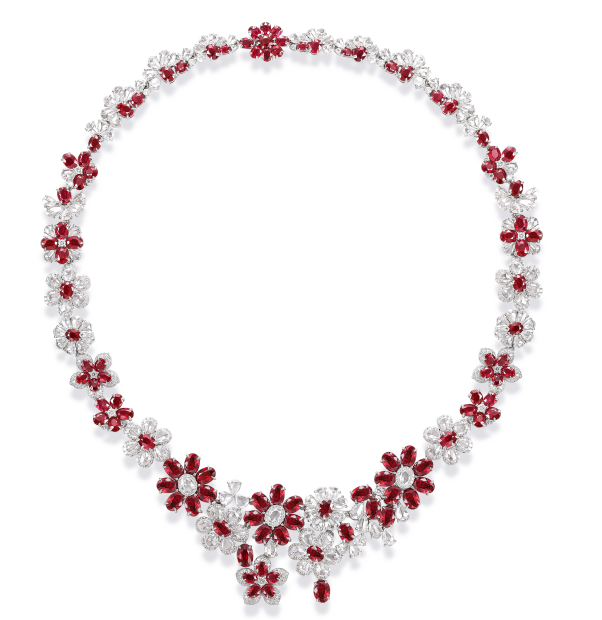 The graden 18-Inch Ruby and Diamond Necklace