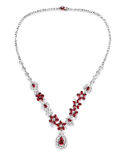The garden 2 ct Unheated Ruby necklace and Ring