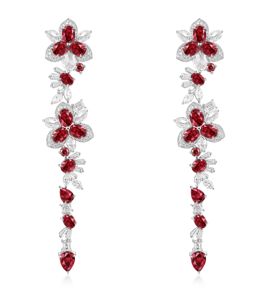 The garden earrings Ruby and Diamond